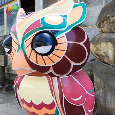 âm thanh sống động cường độ cao Tượng động vật bằng sợi thủy tinh Chiếu sáng Animatronic Owl