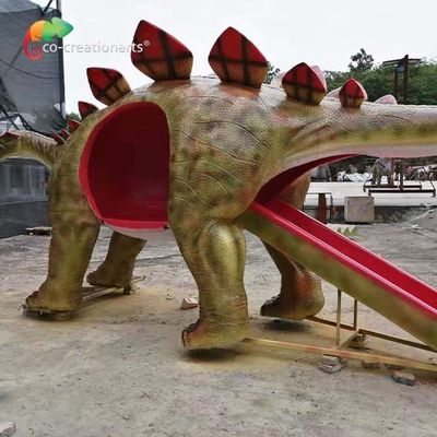 Thiết bị sân chơi khủng long 6M tùy chỉnh Sợi thủy tinh Stegosaurus Slide