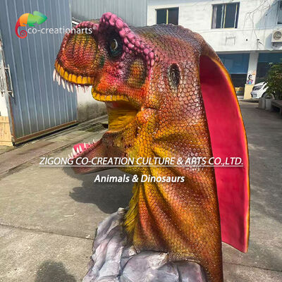 Đầu T-Rex bằng sợi thủy tinh Photo Call For Dinosaur Mini Golf Props Trang trí công viên giải trí