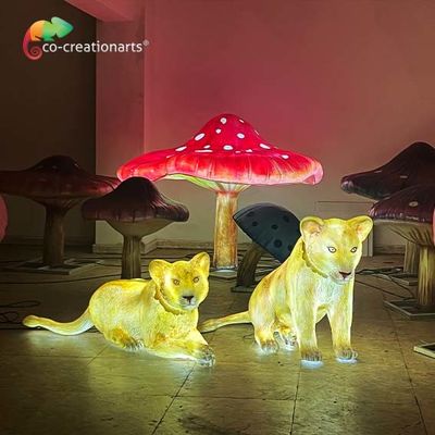 Giá tốt. Light Up Life Size Động vật sợi thủy tinh Sợi thủy tinh Tượng sư tử Trang trí cảnh quan trực tuyến
