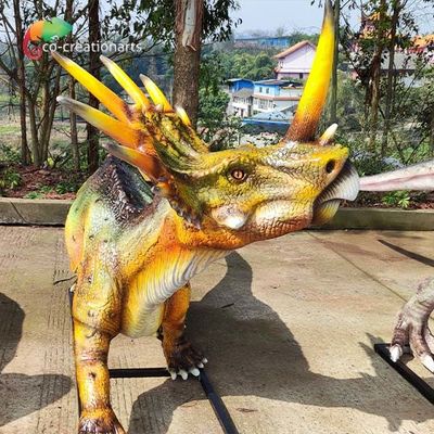 Giá tốt. 110VAC Sợi thủy tinh Animatronic Kích thước Cuộc sống Tượng Khủng long Mô hình Styracosaurus trực tuyến