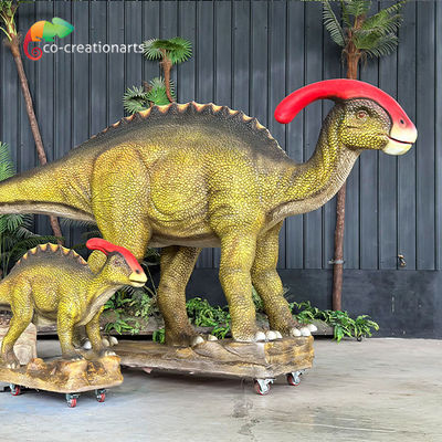 Giá tốt. Mô phỏng khủng long Animatronic tùy chỉnh Parasaurolophus với em bé để thu hút trực tuyến